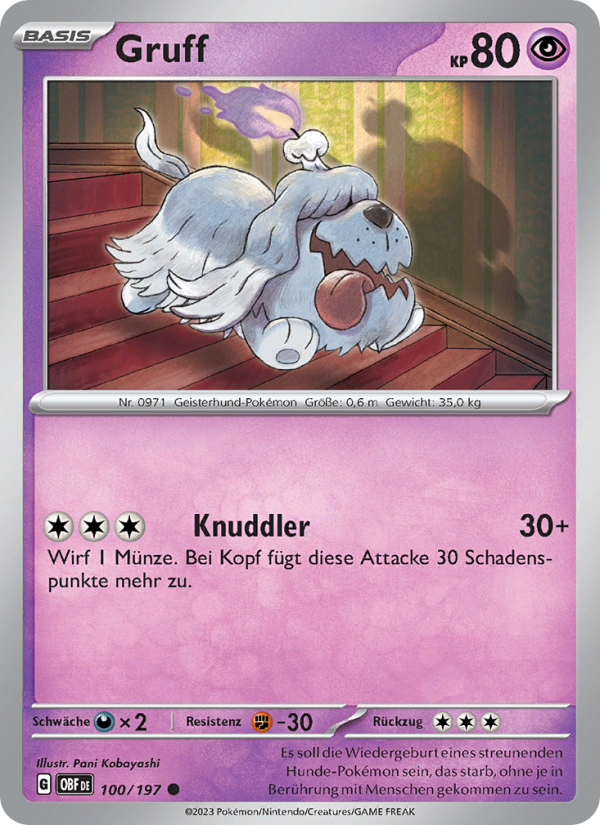 Gruff 100 — Obsidian Flammen (German Pokémon TCG card)