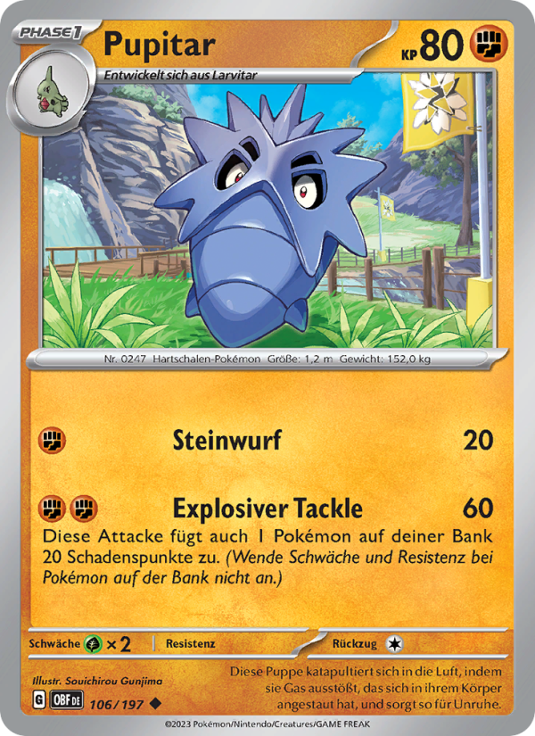 Pupitar 106 — Obsidian Flammen (German Pokémon TCG card)