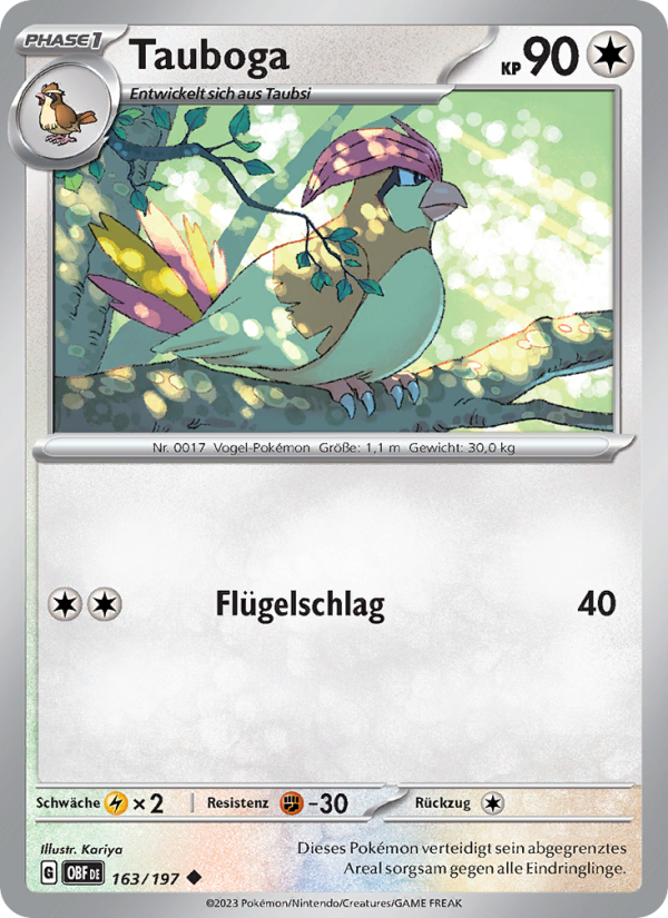 Tauboga 163 — Obsidian Flames (German Pokémon TCG card)