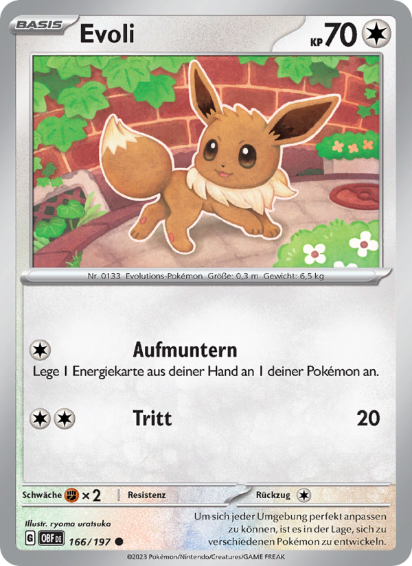 Evoli 166 — Obsidian Flammen (German Pokémon TCG card)