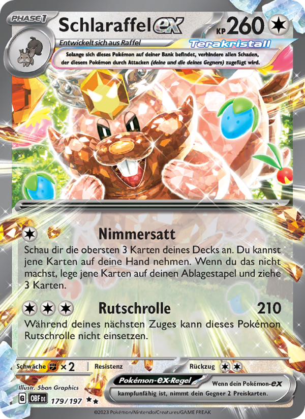 Schlaraffel-ex 179 — Obsidian Flammen (German Pokémon TCG card)