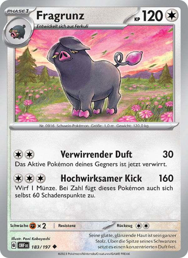 Fragrunz 183 — Obsidian Flammen (German Pokémon TCG card)