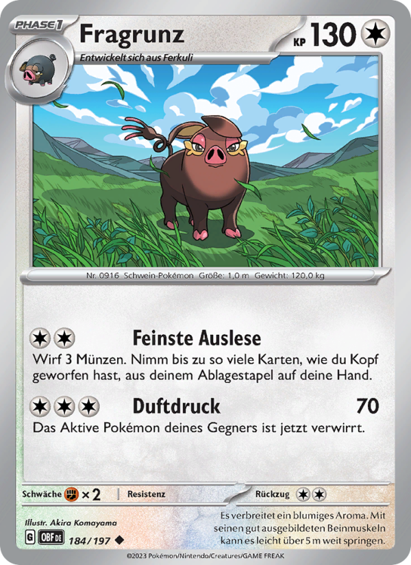 Fragrunz 184 — Obsidian Flammen (German Pokémon TCG card)