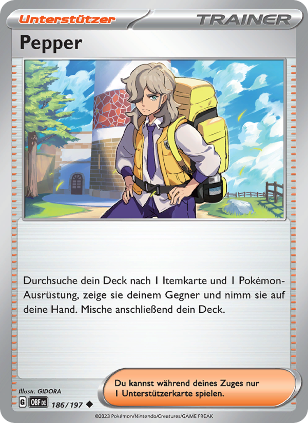 Pepper 186 — Obsidian Flammen (German Pokémon TCG card)