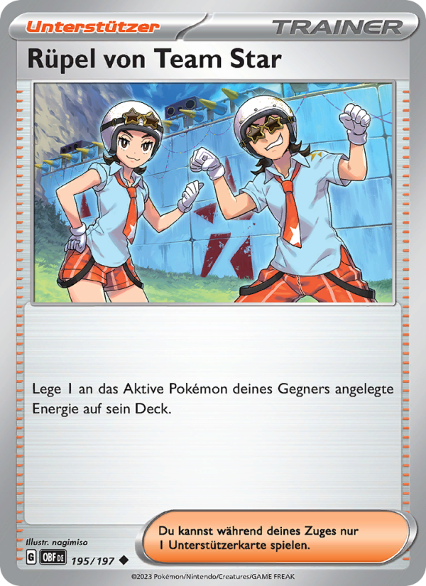 Rüpel von Team Star 195 — Obsidian Flammen (German Pokémon TCG card)