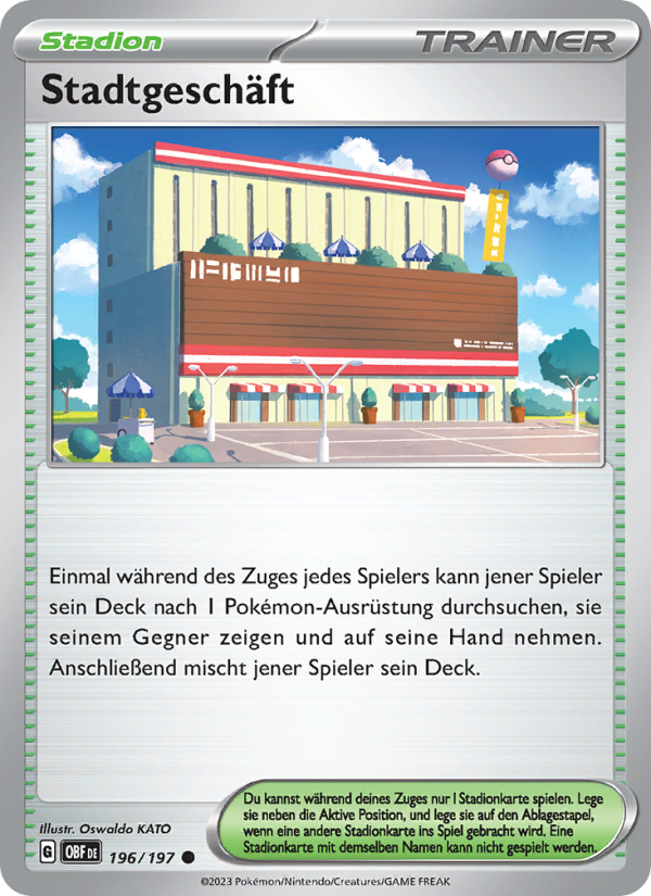 Stadtgeschäft 196 — Obsidian Flammen (German Pokémon TCG card)