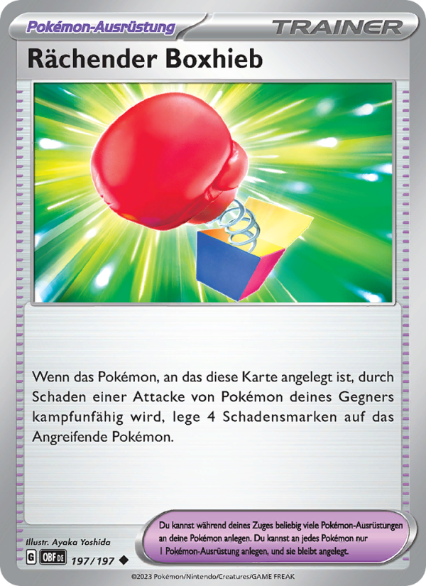 Rächender Boxhieb 197 — Obsidian Flammen (German Pokémon TCG card)