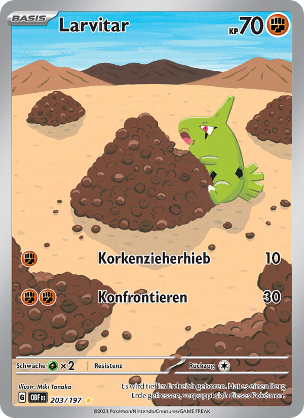 Larvitar 203 — Obsidian Flammen (German Pokémon TCG card)