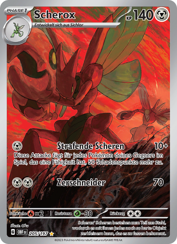 Scherox 205 — Obsidian Flammen (German Pokémon TCG card)