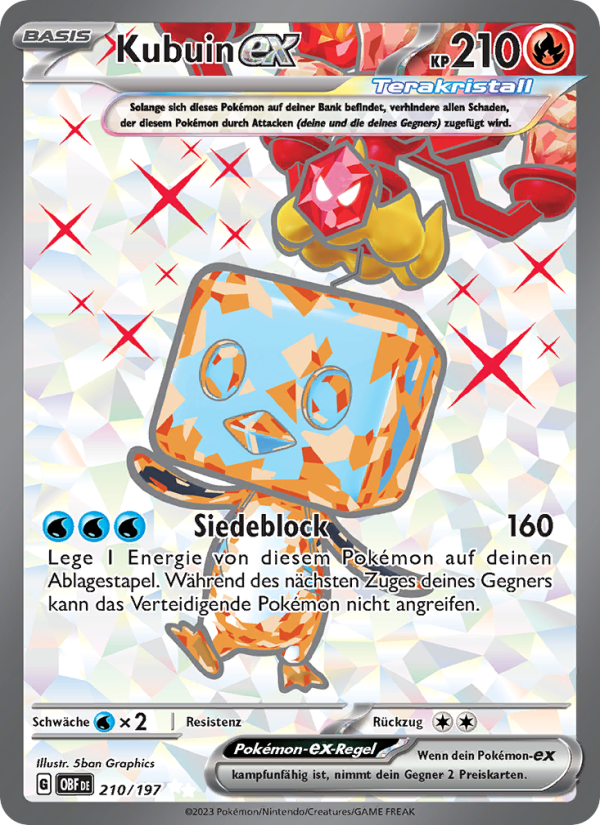Kubuin-ex 210 — Obsidian Flammen (German Pokémon TCG card)