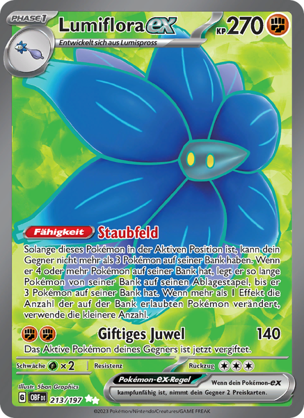 Lumiflora-ex 213 — Obsidian Flammen (German Pokémon TCG card)