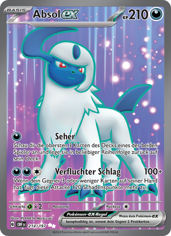 Absol-ex 214 — Obsidian Flammen (German Pokémon TCG card)