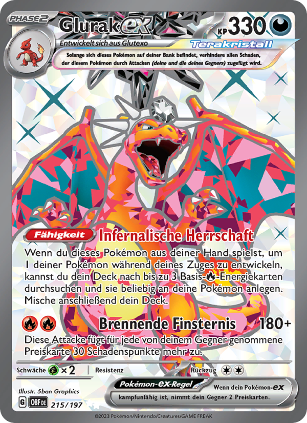 Glurak-ex 215 — Obsidian Flammen (German Pokémon TCG card)