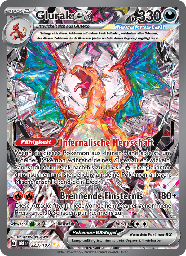 Glurak-ex 223 — Obsidian Flammen (German Pokémon TCG card)