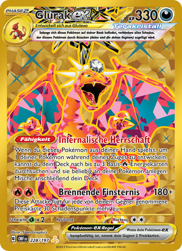 Glurak-ex 228 — Obsidian Flammen (German Pokémon TCG card)