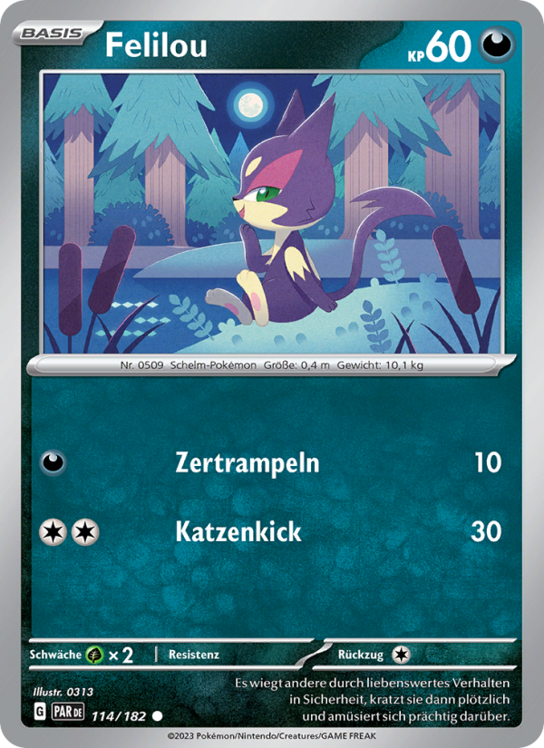 Felilou 114 — Paradoxrift (German Pokémon TCG card)