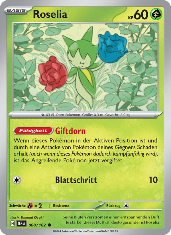 Roselia 008 — Gewalten der Zeit (German Pokémon TCG card)