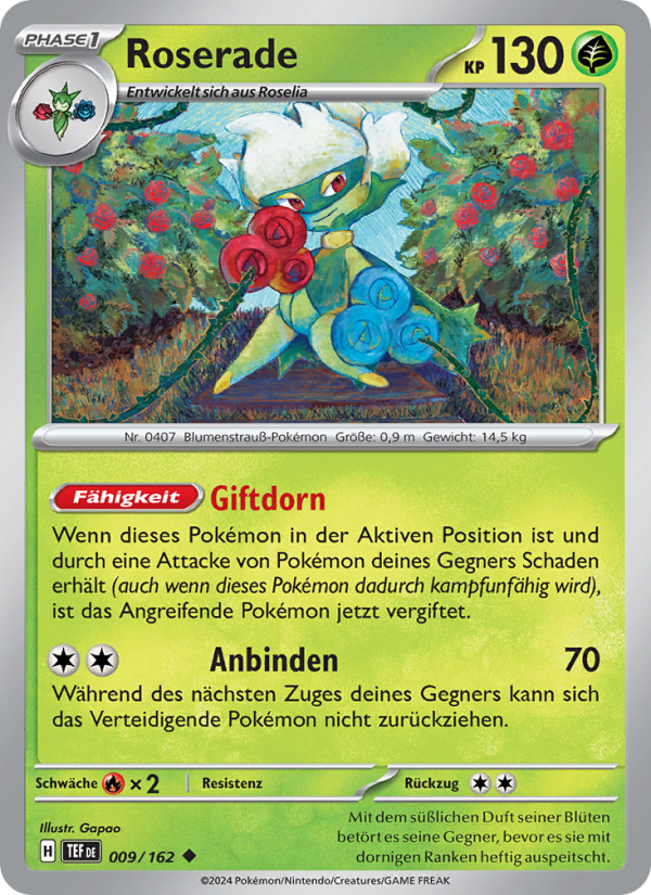 Roserade 009 — Gewalten der Zeit (German Pokémon TCG card)