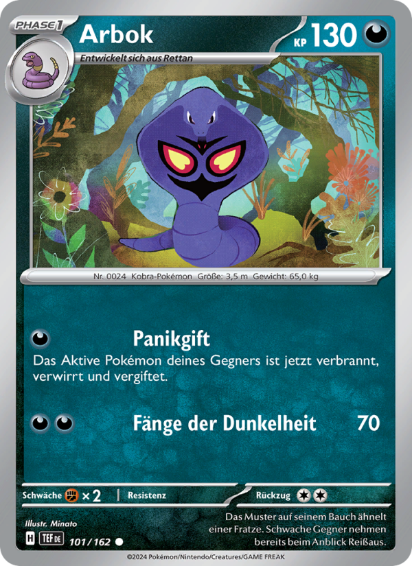 Arbok 101 — Gewalten der Zeit (German Pokémon TCG card)