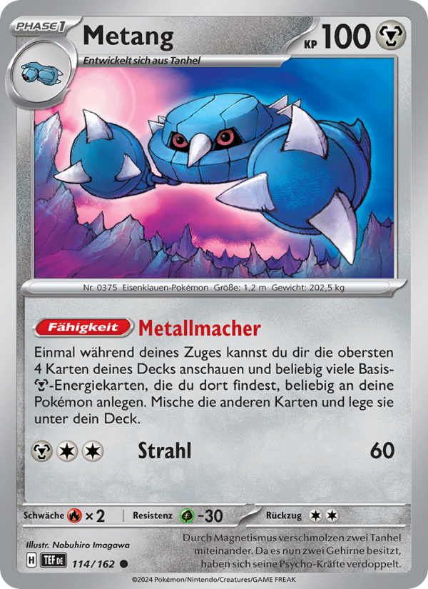 Metang 114 — Gewalten der Zeit (German Pokémon TCG card)