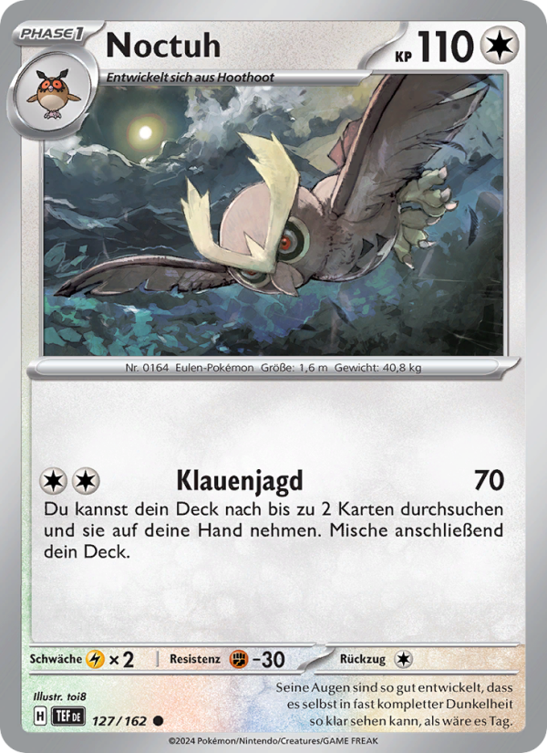Noctuh 127 — Gewalten der Zeit (German Pokémon TCG card)