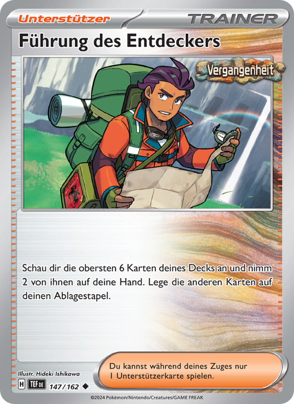 Führung des Entdeckers 147 — Gewalten der Zeit (German Pokémon TCG card)