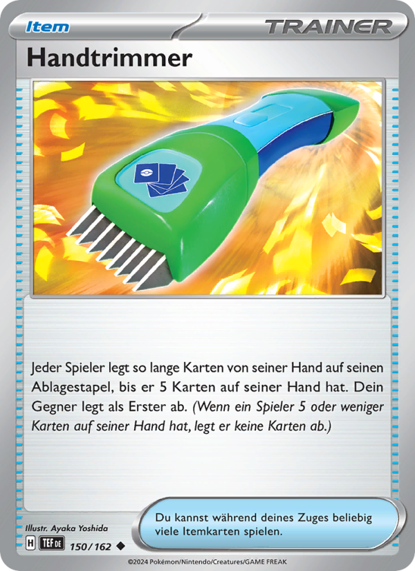 Handtrimmer 150 — Gewalten der Zeit (German Pokémon TCG card)