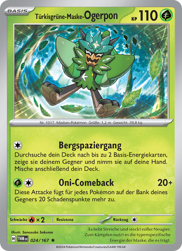 Türkisgrüne-Maske-Ogerpon 024 — Maskerade im Zwielicht (German Pokémon TCG card)