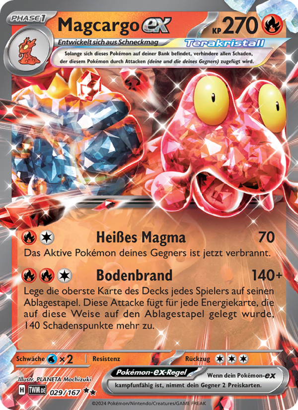Magcargo-ex 029 — Maskerade im Zwielicht (German Pokémon TCG card)