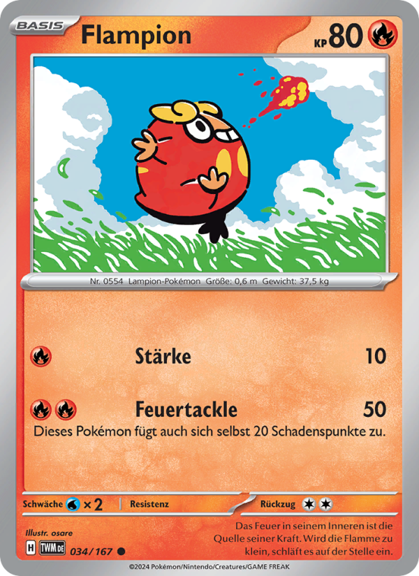 Flampion 034 — Maskerade im Zwielicht (German Pokémon TCG card)