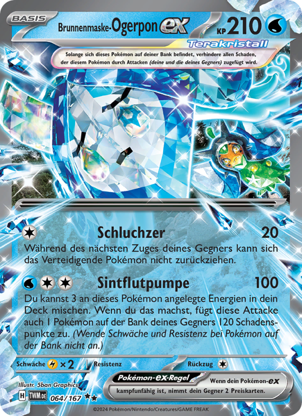 Brunnenmaske-Ogerpon-ex 064 — Maskerade im Zwielicht (German Pokémon TCG card)