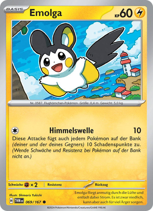 Emolga 069 — Maskerade im Zwielicht (German Pokémon TCG card)