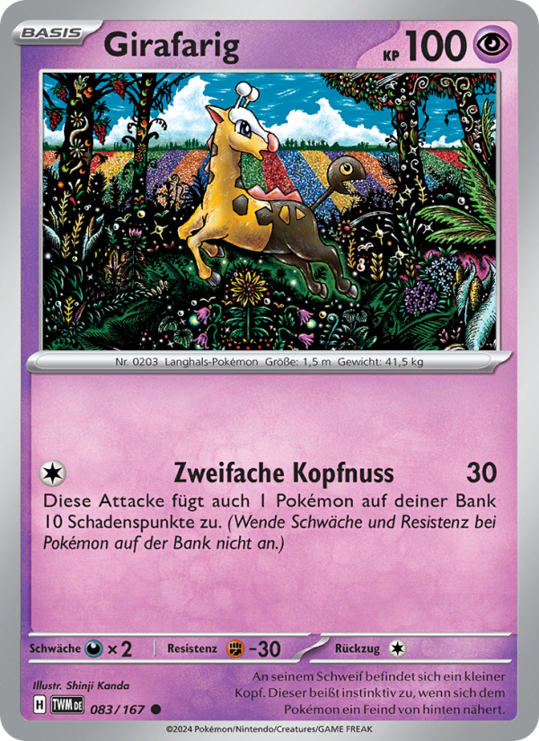 Girafarig 083 — Maskerade im Zwielicht (German Pokémon TCG card)