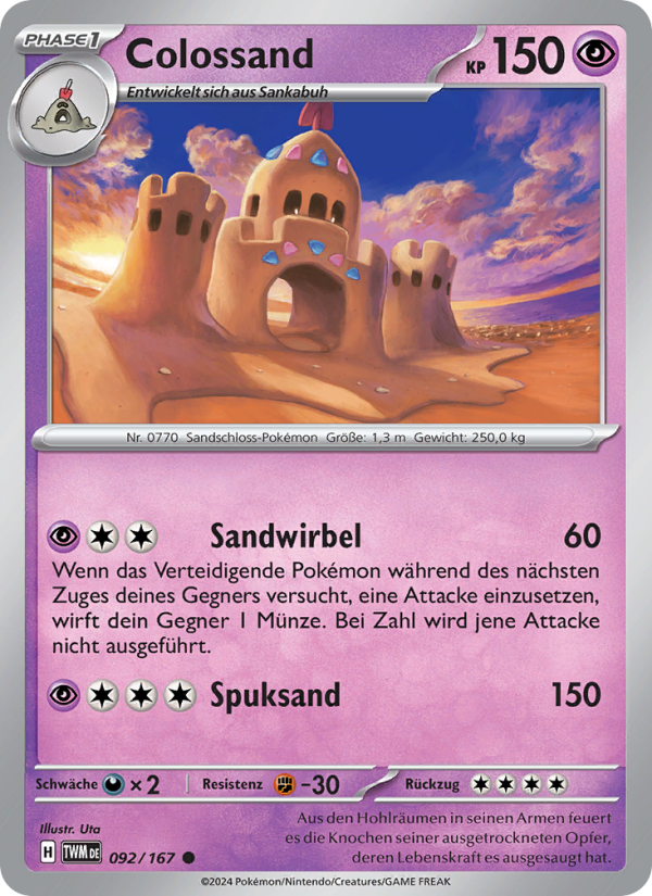 Colossand 092 — Maskerade im Zwielicht (German Pokémon TCG card)