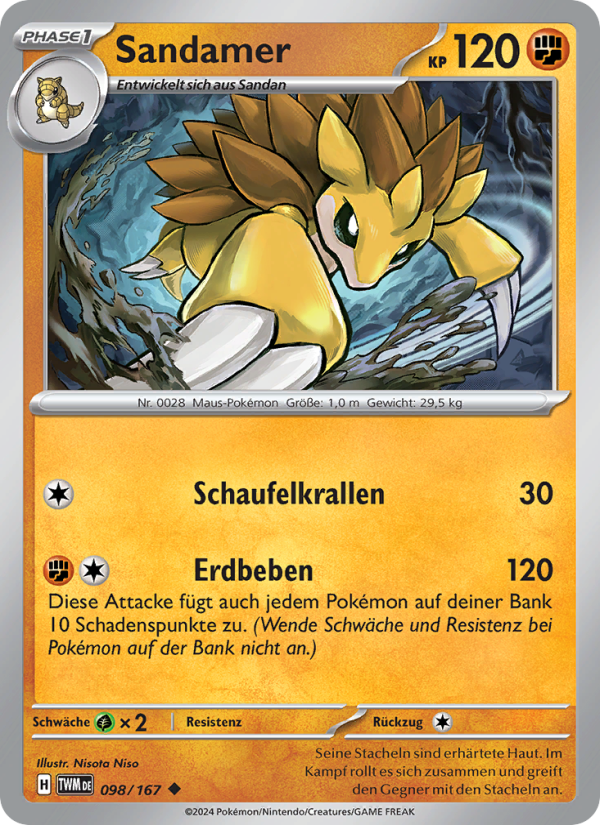 Sandamer 098 — Maskerade im Zwielicht (German Pokémon TCG card)
