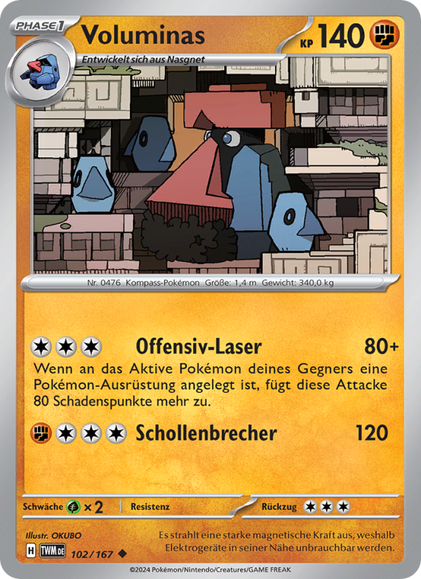 Voluminas 102 — Maskerade im Zwielicht (German Pokémon TCG card)