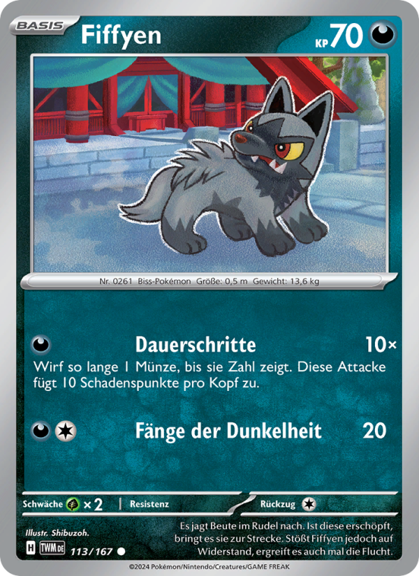 Fiffyen 113 — Maskerade im Zwielicht (German Pokémon TCG card)