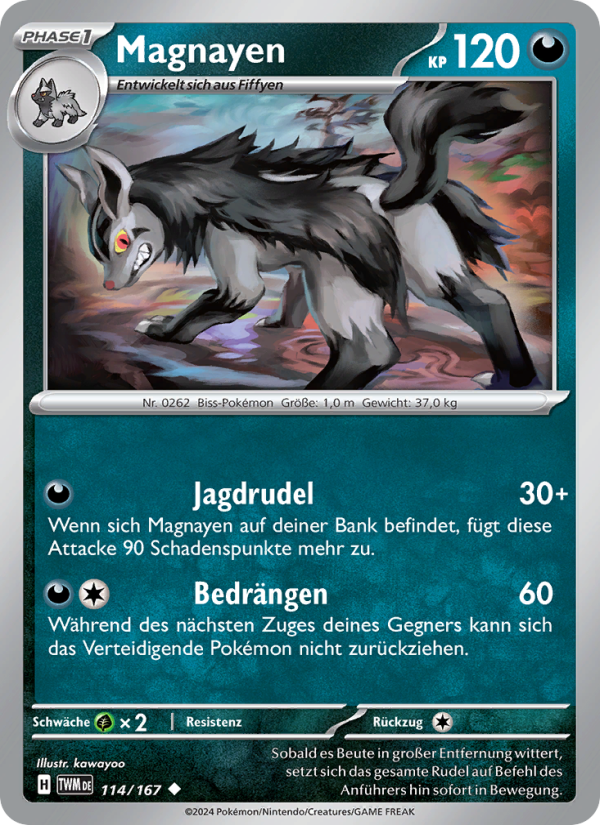 Magnayen 114 — Maskerade im Zwielicht (German Pokémon TCG card)