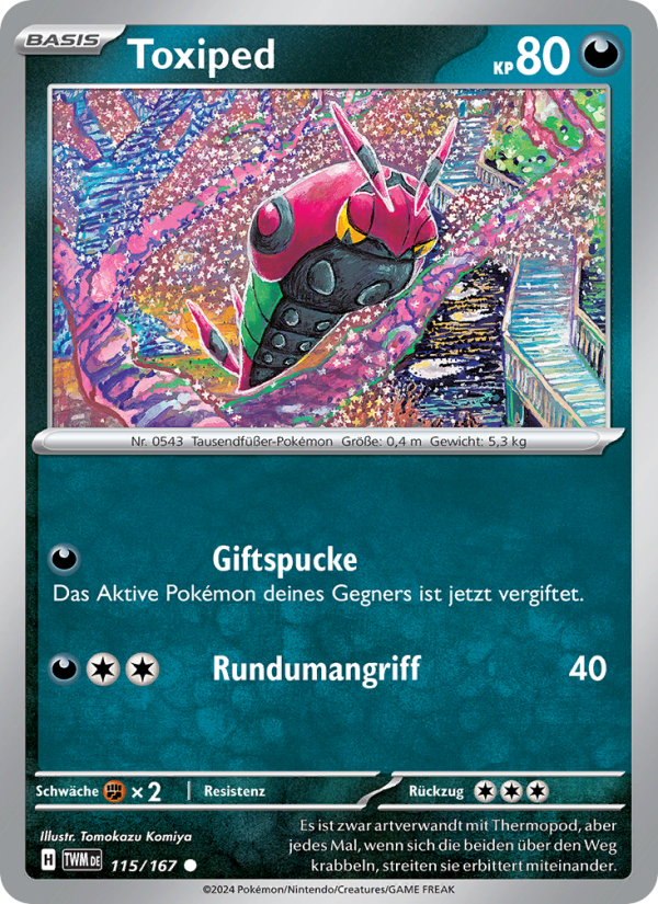 Toxiped 115 — Maskerade im Zwielicht (German Pokémon TCG card)