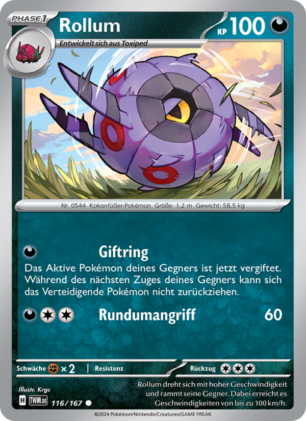 Rollum 116 — Maskerade im Zwielicht (German Pokémon TCG card)