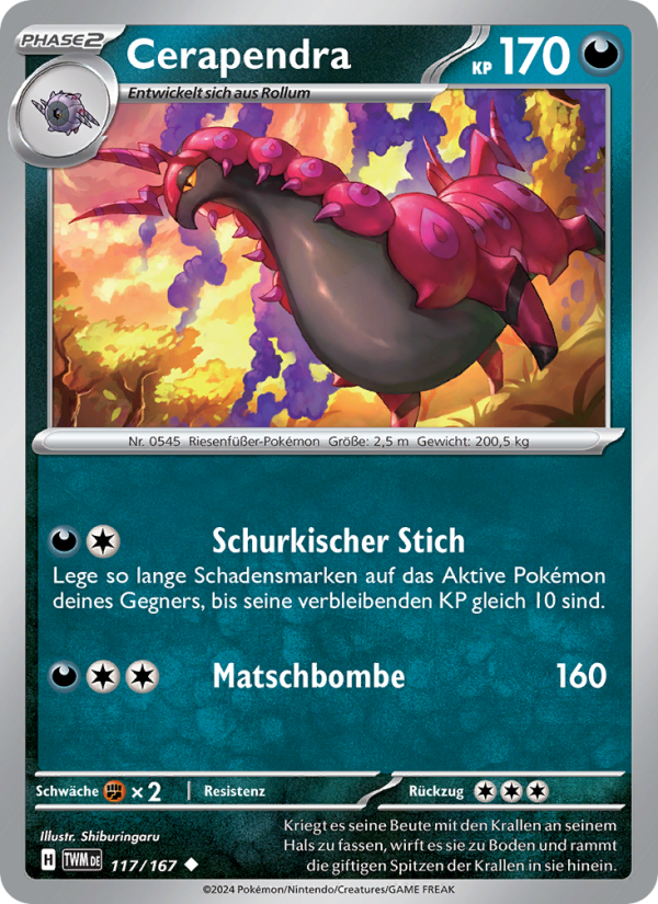 Cerapendra 117 — Maskerade im Zwielicht (German Pokémon TCG card)
