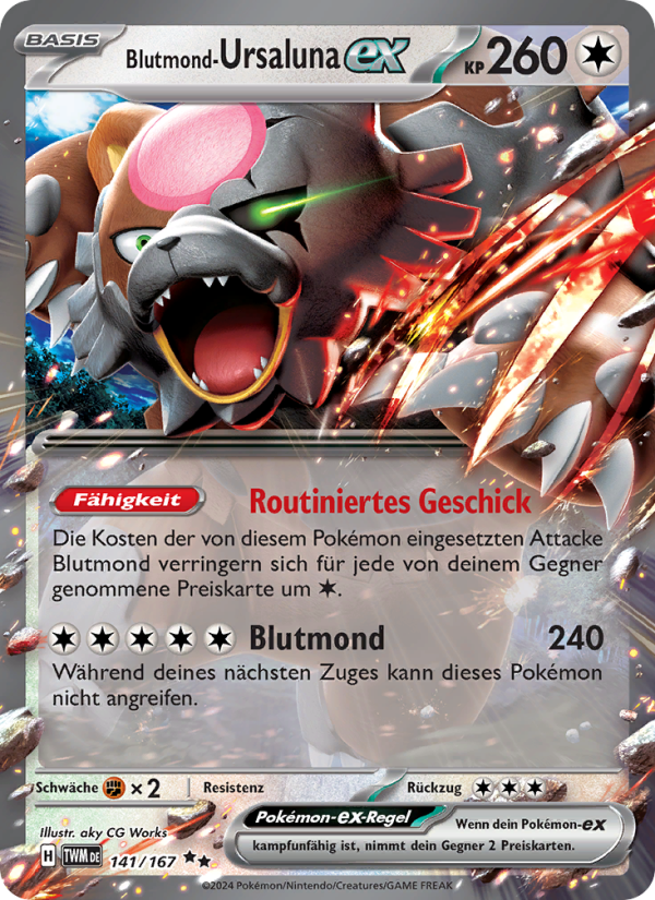 Blutmond-Ursaluna-ex 141 — Maskerade im Zwielicht (German Pokémon TCG card)