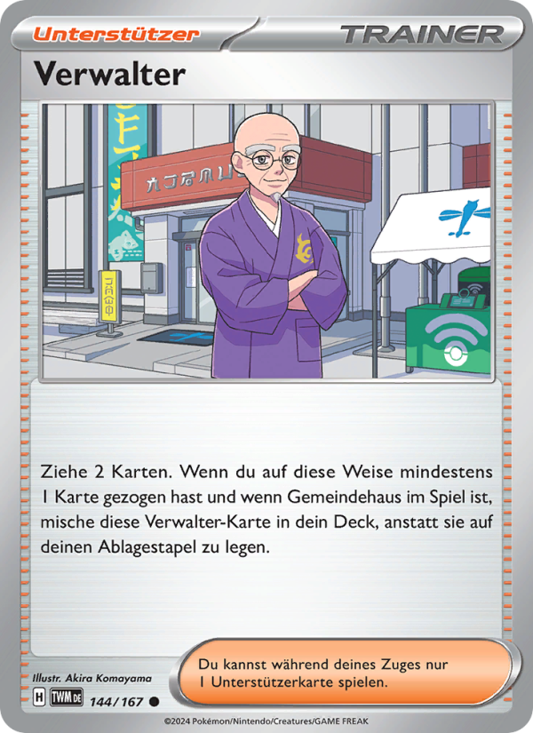 Verwalter 144 — Maskerade im Zwielicht (German Pokémon TCG card)