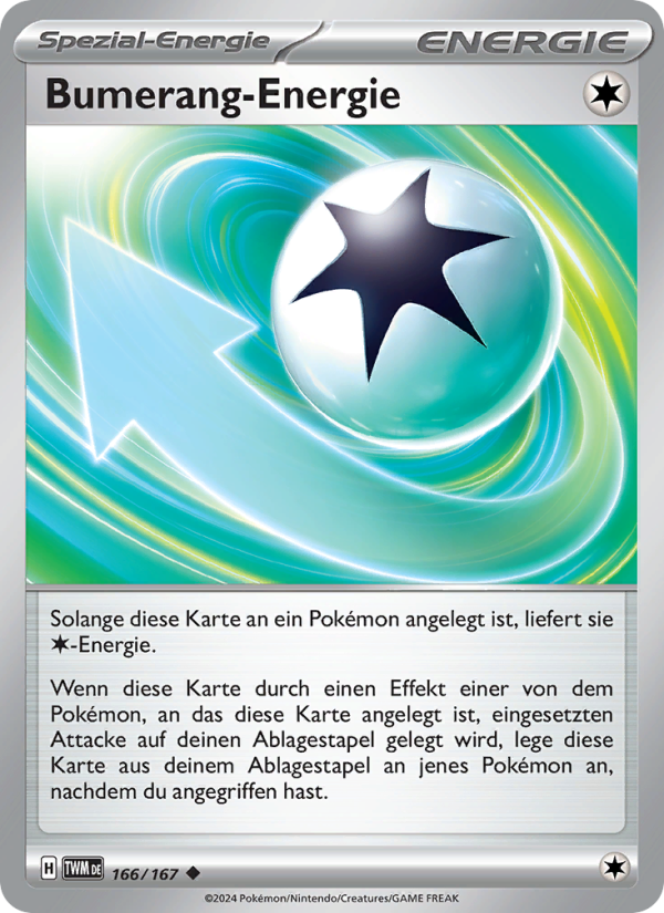 Bumerang-Energie 166 — Maskerade im Zwielicht (German Pokémon TCG card)