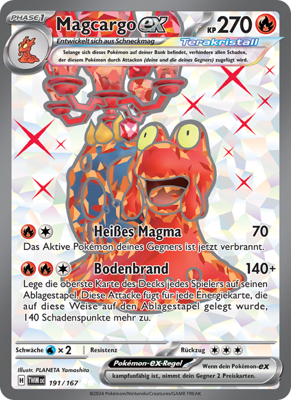 Magcargo-ex 191 — Maskerade im Zwielicht (German Pokémon TCG card)