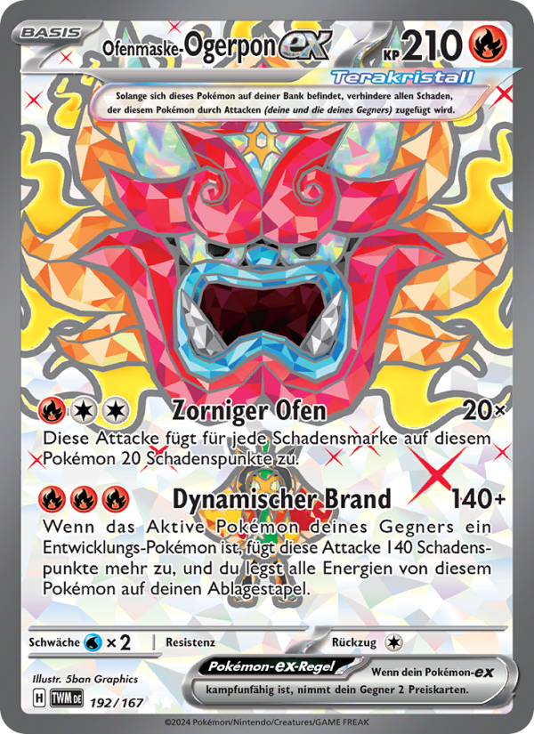 Ofenmaske-Ogerpon-ex 192 — Maskerade im Zwielicht (German Pokémon TCG card)