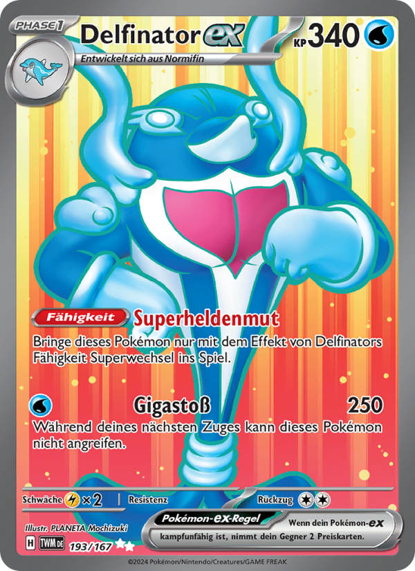 Delfinator-ex 193 — Maskerade im Zwielicht (German Pokémon TCG card)