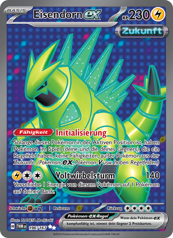 Eisendorn-ex 196 — Maskerade im Zwielicht (German Pokémon TCG card)