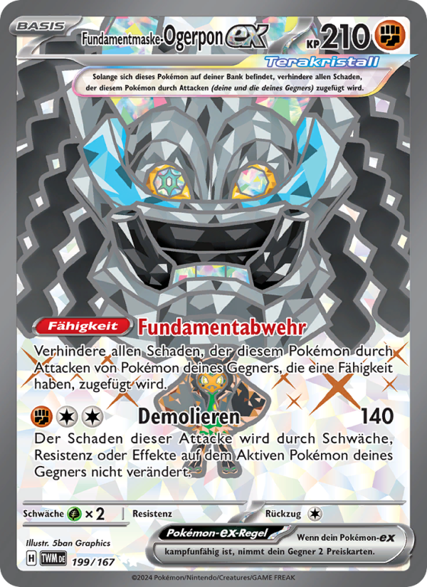 Fundamentmaske-Ogerpon-ex 199 — Maskerade im Zwielicht (German Pokémon TCG card)