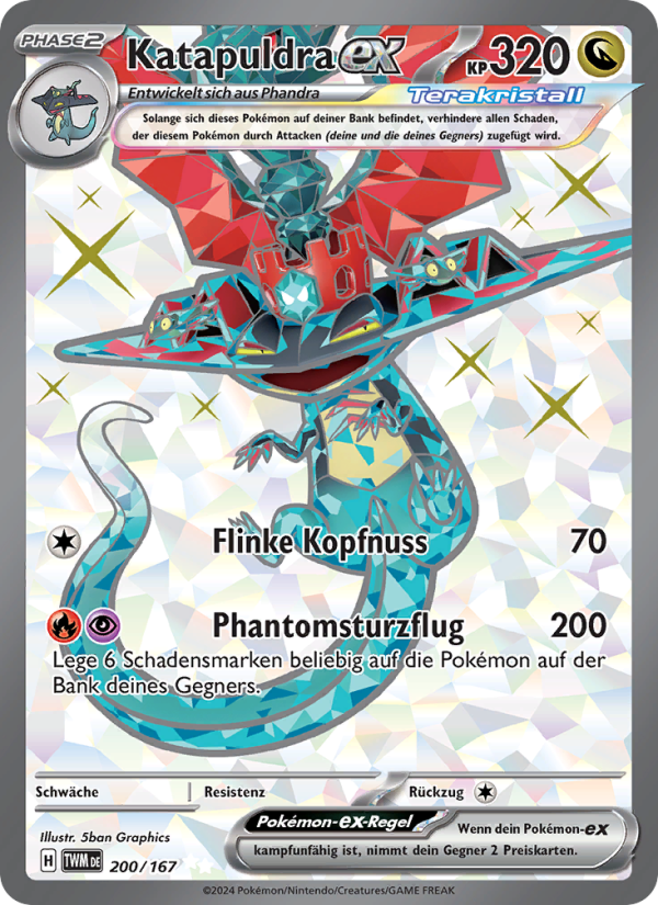 Katapuldra-ex 200 — Maskerade im Zwielicht (German Pokémon TCG card)